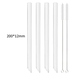 Premium Reusable High Borosilicate Glass Drinking Straws (4Pcs Straight)