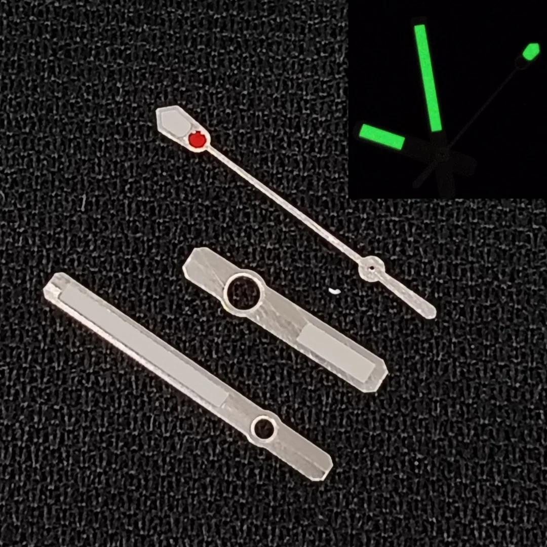 New Modified NH35 Watch Hands Silver/ Rose Watch Pointer with Green Luminous Needle Parts for NH35/NH36/4R/7S Movement
