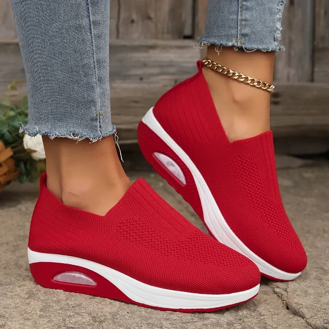 2024 Women Walking Shoes Air Cushion Non Slip Orthopedic Shoes Ladies Platform Mules Breathable Wedge Female Sneakers 2
