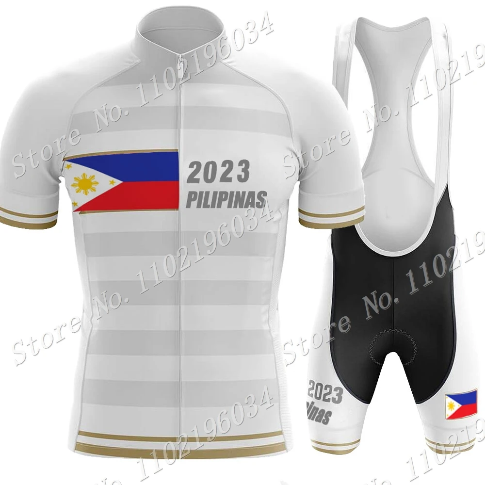 Philippines Cycling Jersey National Team Set Mens Short Sleeve Clothing Road Bike Shirts Bicycle Bib Shorts MTB Suit Wear