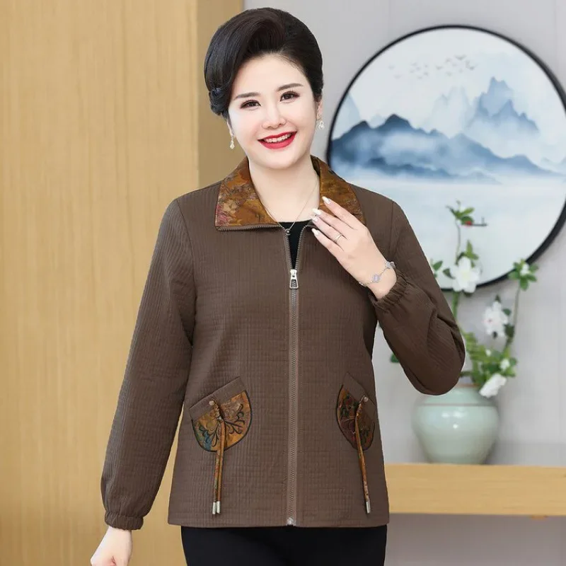 여성스러운 엄마 가을 컬렉션 재킷, 60 세 이상 중년 노인을 위한 얇은 가디건, 용수철 가을 스타일