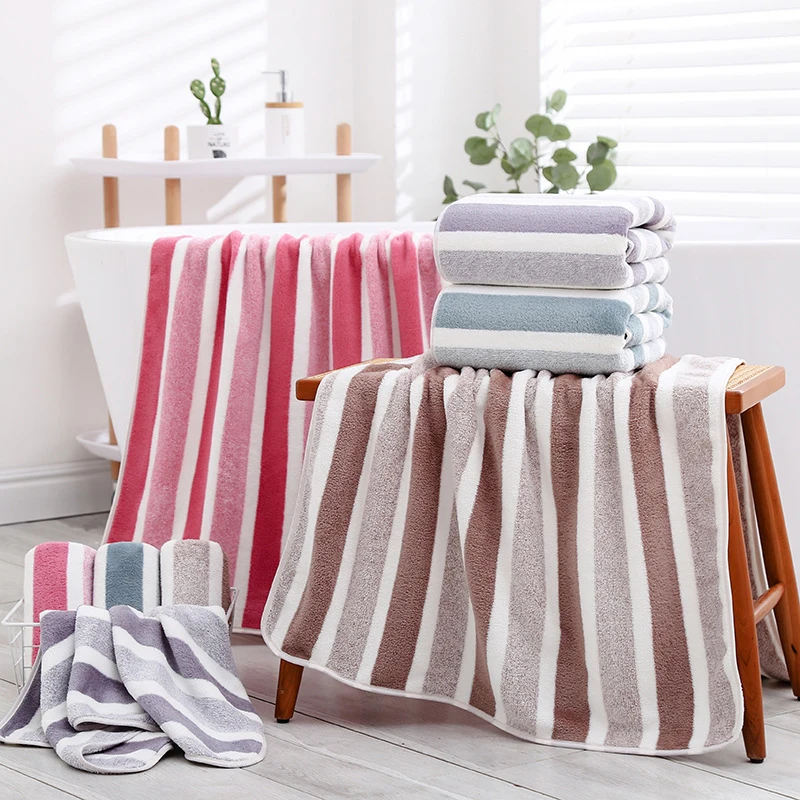 Striped Pattern Bath Towel Soft Hand Towel home Quick Drying Absorbent Towels For Bathroom Daily Use Thickened Soft Face