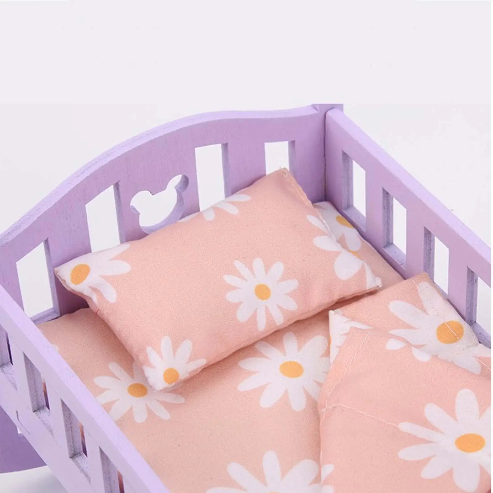 Baby Doll Bed Furniture Set with Bedding Set for 1/12 Doll Decoration Accessory