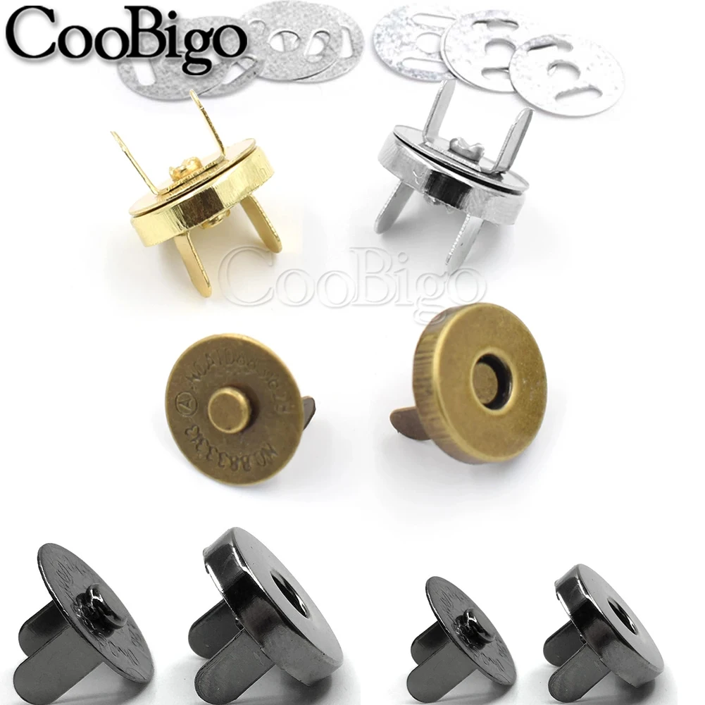 14mm 18mm Round Magnetic Snap Fasteners Clasps For Bags Craft Sewing 20 Sets 