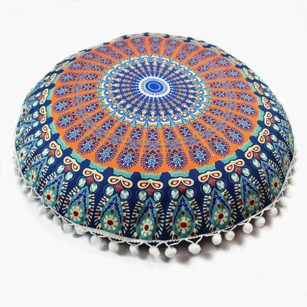 43x43cm Round Cushion Cover Thicken Round Linen Office Chair Cushion Cover Tatami Meditation Cushion Sofa Pillowcase Home Decor 5