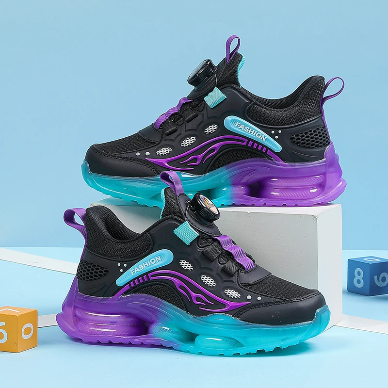 أحذية رياضية للأطفال، أحذية مدرسية عصرية للأولاد، أحذية مشي خفيفة الوزن ذات مشبك دوار وشبكة مانعة للانزلاق للاستخدام اليومي والخارجي