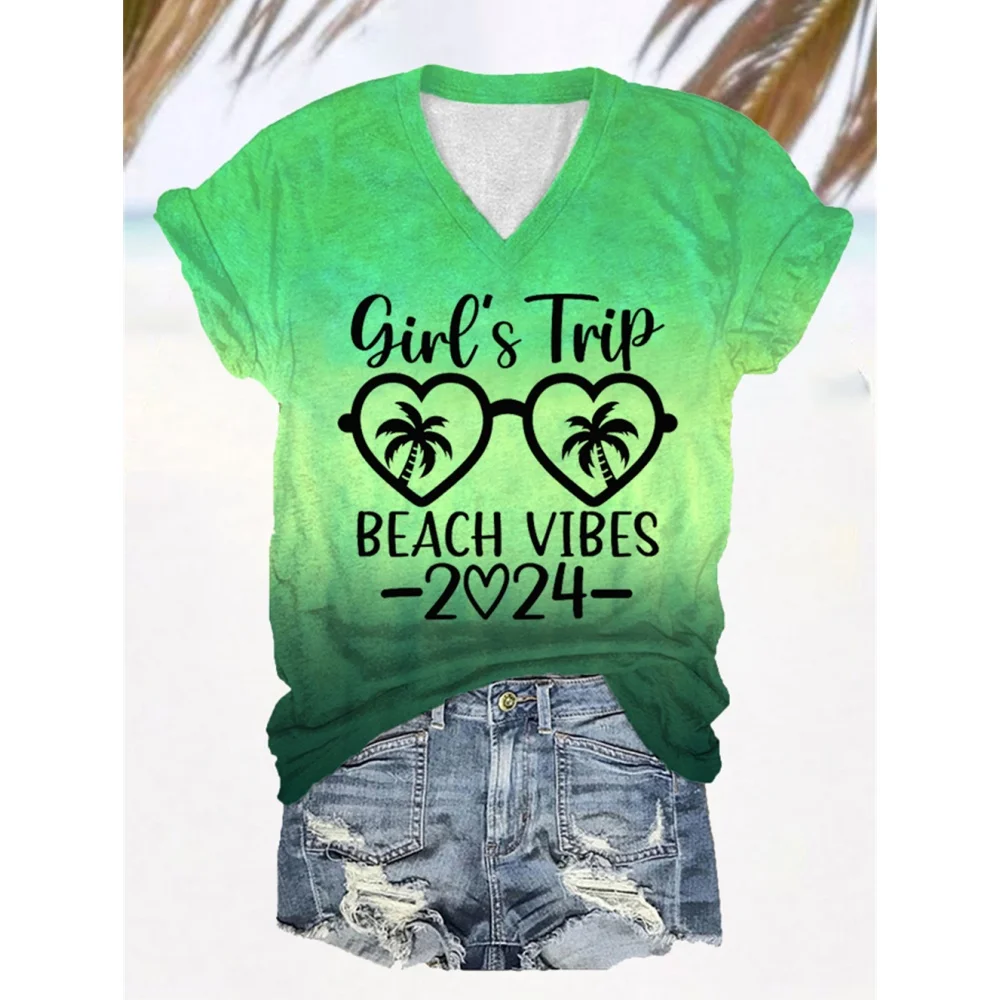 

Cotton Women's T-Shirts Fashion Characters Top Tee 3d Rose T-Shirt Harajuku Casual Short Sleep V-Neck Oversized Female Clothing