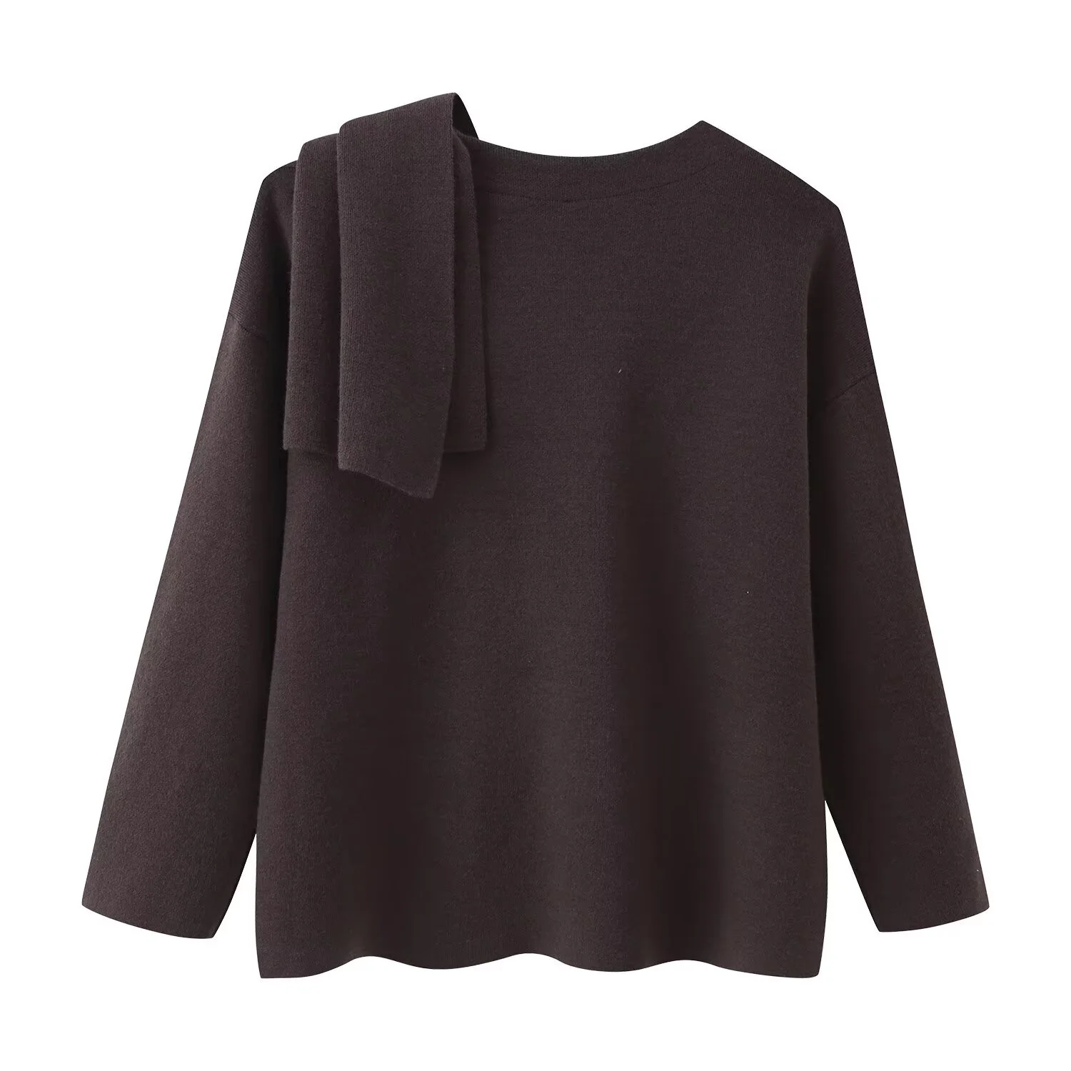 Women Autumn Winter Knitted Loose Oversize Coat Female Casual Commuter Coat Asymmetric Split Chic Scarf Collar Jacket Streetwear