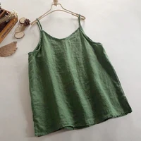 Summer Simple All-match Top Loose Thin Camisole Solid V-neck Vest Women Clothing Sleeveless Casual Highstreet Holiday T-shirt - Image 3