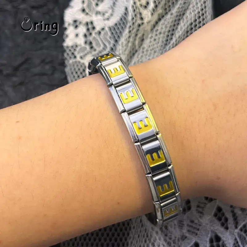 Pulsera italiana con letras en inglés para mujer y niña, A-Z