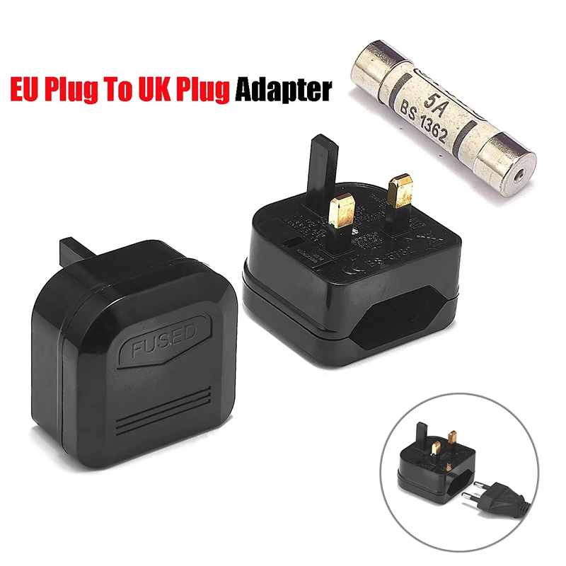 Universal European Euro EU 2 Pin to UK 3Pin Power Socket Travel Household Plug Adapter Converter Wall Charger Adapter Connector