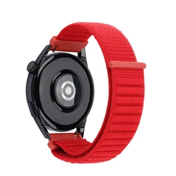Nylon Velcro Strap Braided Bracelet Band - 20/22mm Adjustable Watchband - 1pcs 22mm (Red)