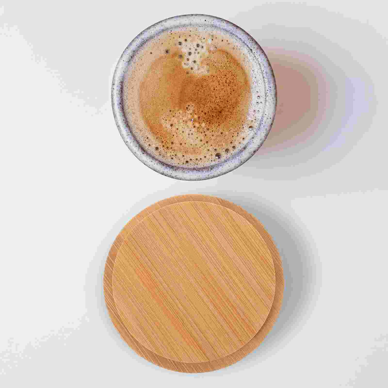 Bamboo Cup Lids Cup Lids Bamboo Mug Covers Wooden Accessories Kitchen Cookware Parts Practical Components 3 Pcs