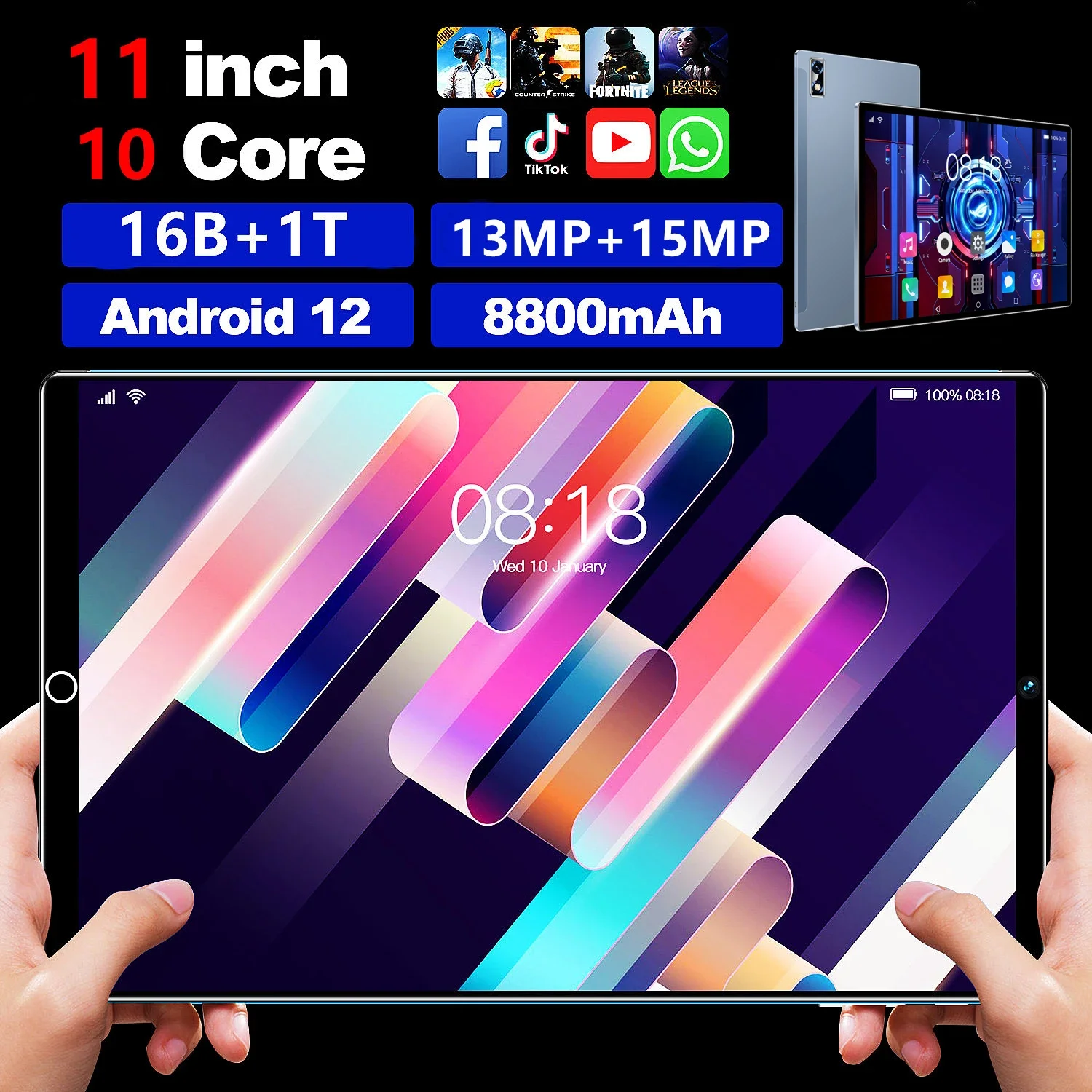 2023 Nuovo Tablet Pc Da 11 Pollici Android12 16Gb Ram + 1T Rom 8800Mah Tablet 5G Dual Sim Telefonata Gps Bluetooth Wifi Google Tablet Pc