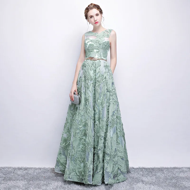 Banquet Summer 2024 Wedding Evening Dress Light Green Evening Dresses Women Floor Length Sleeveless Women Banquet Ball Dress