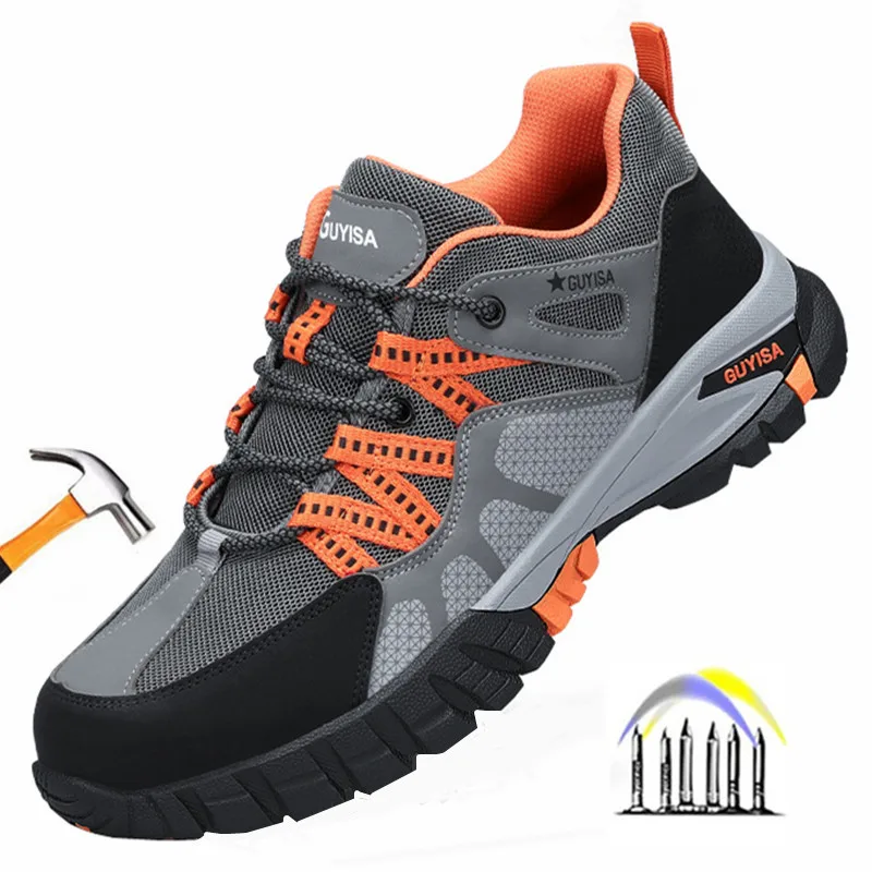 

Work shoes with steel toe anti puncture work safety sneakers work man safety shoes anti-slip boots indestructible shoes for men