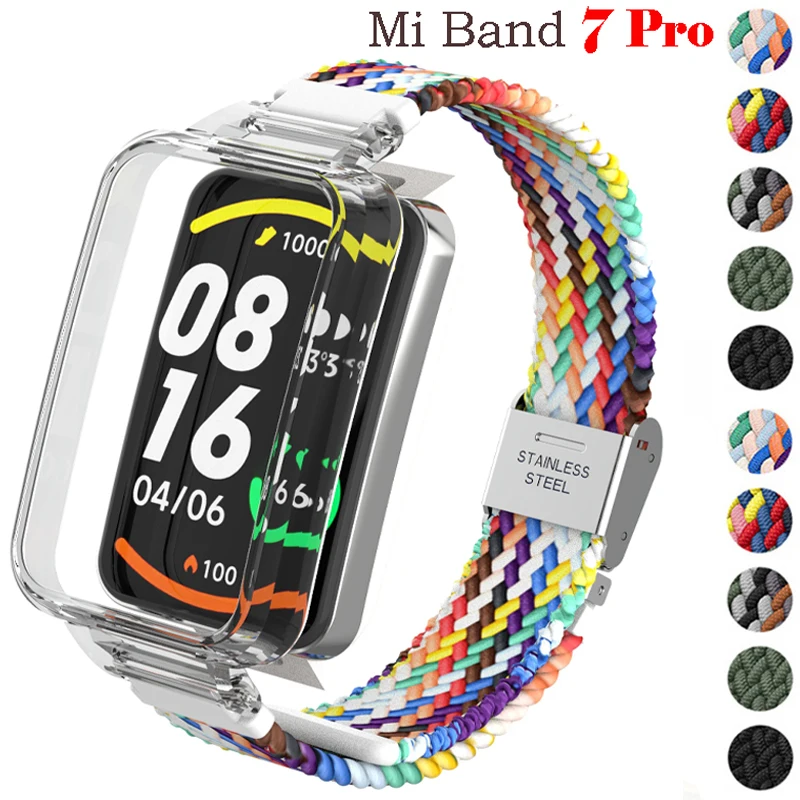 

Ремешок нейлоновый для Xiaomi Band 7 Pro, эластичный плетеный браслет с металлической пряжкой, защитный чехол для xiaomi Mi band 7pro