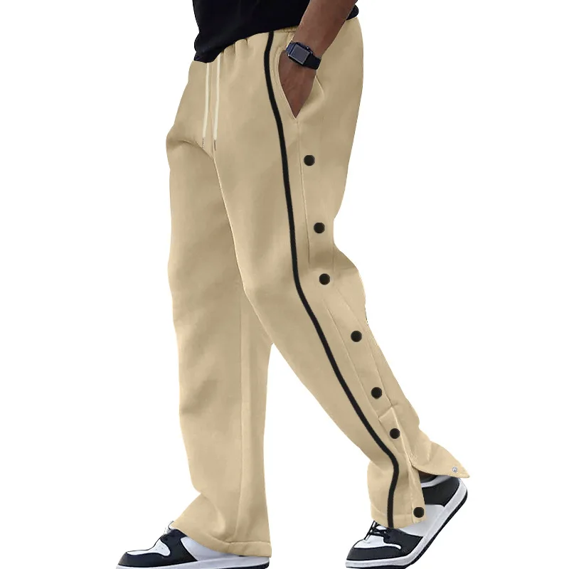 Men Sporty Elastic Waist Sweatpants Casual Wide Leg Trousers