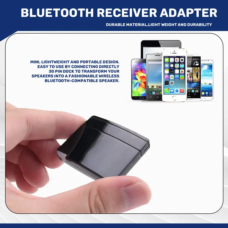 B63B-A2DP Bluetooth Music Audio 30Pin Receiver Adapter Speaker Dock For Wireless Transmitter Headphone Stage Return