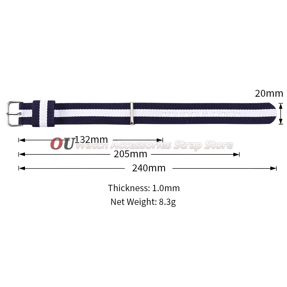 Nylon Soft Sport Military Casual Watch Strap - One Piece Loop Wristband Accessories