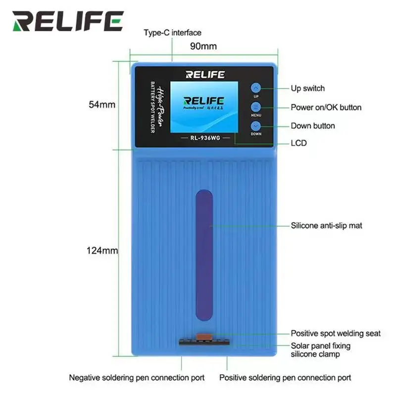 

Аппарат для точечной сварки аккумуляторов RELIFE, высокая мощность, 650 А, инструменты для двойной импульсной точечной сварки для ремонта аккумуляторов мобильных телефонов, RL-936WG