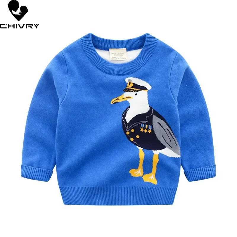 Kids Children Pullover Sweater Autumn Winter Boys Cute Cartoon Jacquard O-neck Knitted Jumper Sweaters Tops Clothing Winter Sweater Kids Sweatershirts