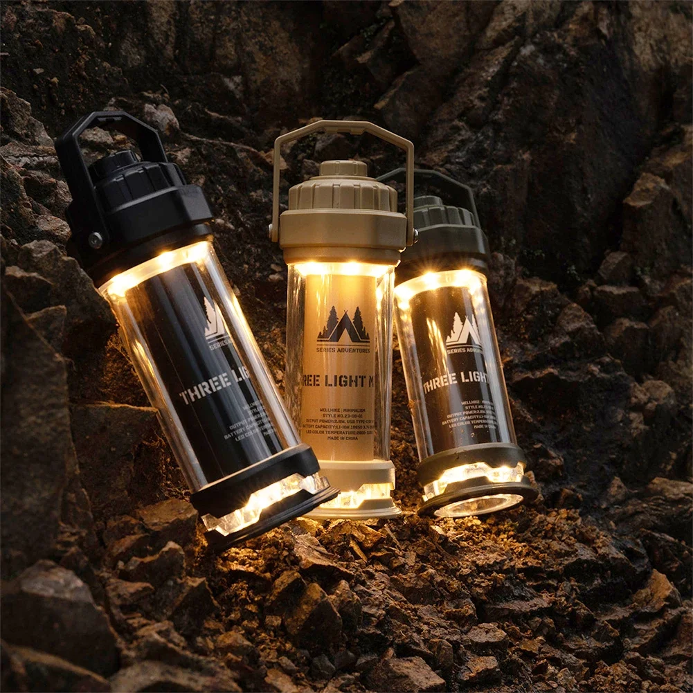 

2600mAh Hanging Tent Lamp TYPE-C Rechargeable 85LM Camping Lights IPX6 Waterproof with Lampshade Storage Bag Dimmable Lantern