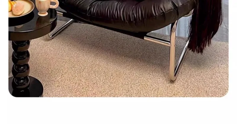 Leather Single Sofa Chair Nordic Sofa Backrest Armchair Retro Light Luxury Living Room Furniture Individual Reclining Chair