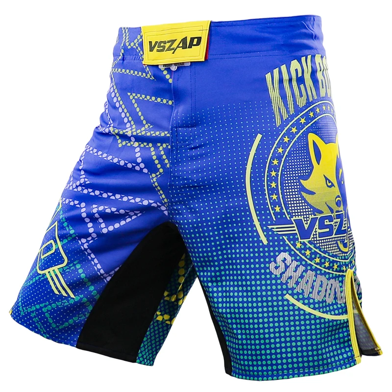 VSZAP Blue Shadow Boxing Shorts MMA Fighting Jujutsu Competition Training Pants 5-point Pants XXS-XL Size