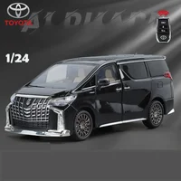 Alloy 1:24 Toyota Alphard MPV Car Model with Key Sound Light Diecast Toy Vehicle Kid Boy Collection Gift Miniature Voiture 1