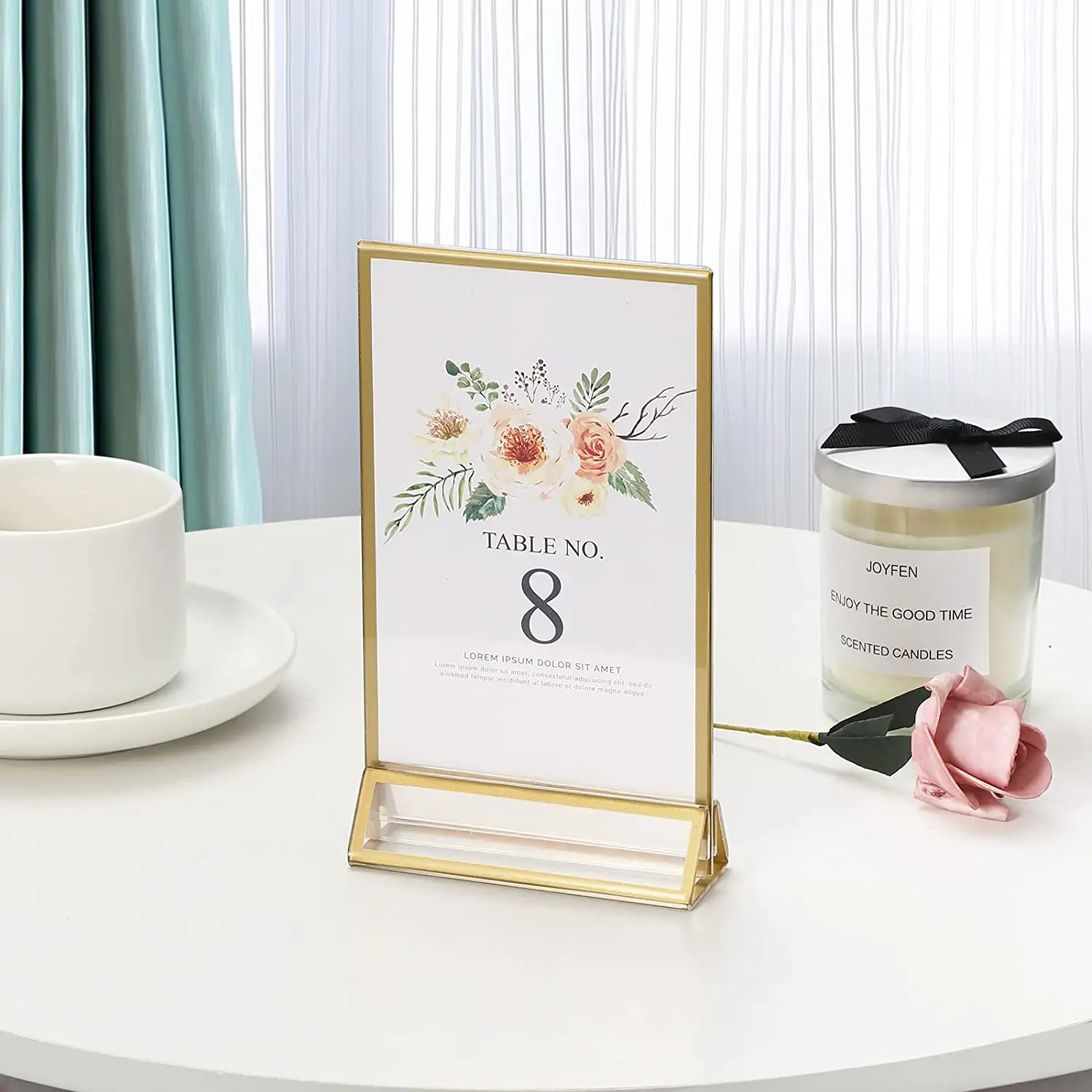 A5 148x210mm Double Sided Gold Frame Acrylic Sign Holder Picture Photo Wedding Table Number Menu Paper Holder Display Stand