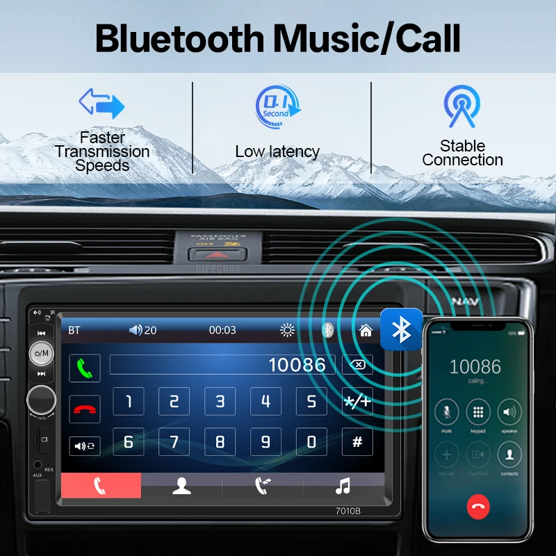 2din Car Radio Carplay Android Auto 7" Touch Screen Stereo Multimedia MP5 Player