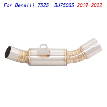 Slip On For Benelli 752S BJ750GS 2019-2022 Motorcycle Mid Exhaust Muffler Connect Pipe Middle Link Tube Stainless Steel