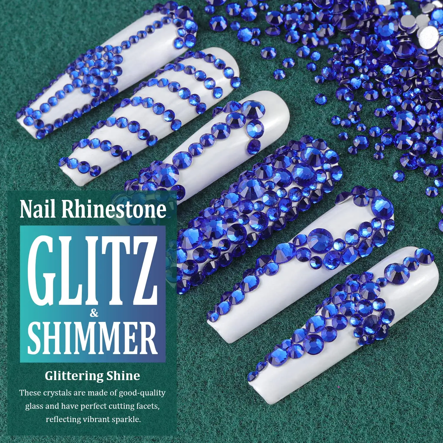 30g Makartt Rhinestone Glue with Royal Blue Glass Crystal Kit  for Shine Nail Art Manicure Makeup DIY Decoration Gem Jewelry 3