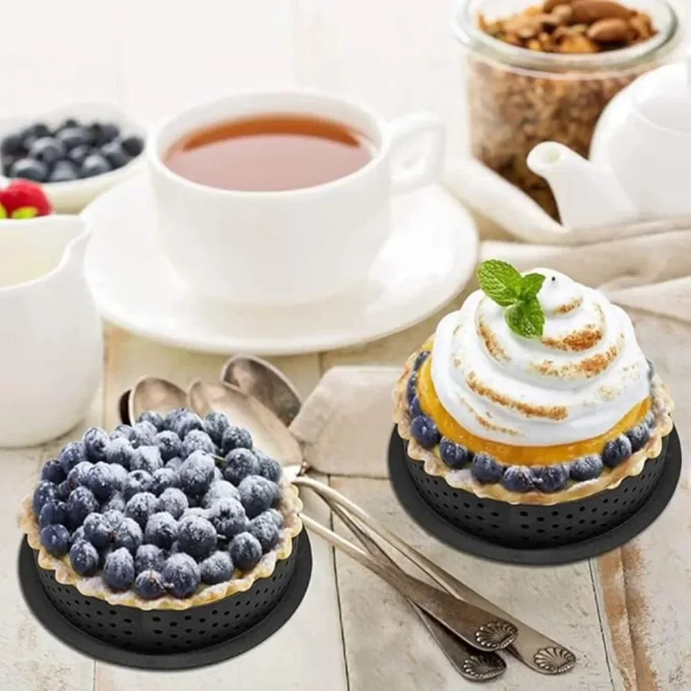 10pcs Mousse Tartlet Moulds Various Shapes Perforated Plastic Dessert Mousse Tart Ring Home DIY Fruit Pie Cake Baking Tools mousse tartlet moulds