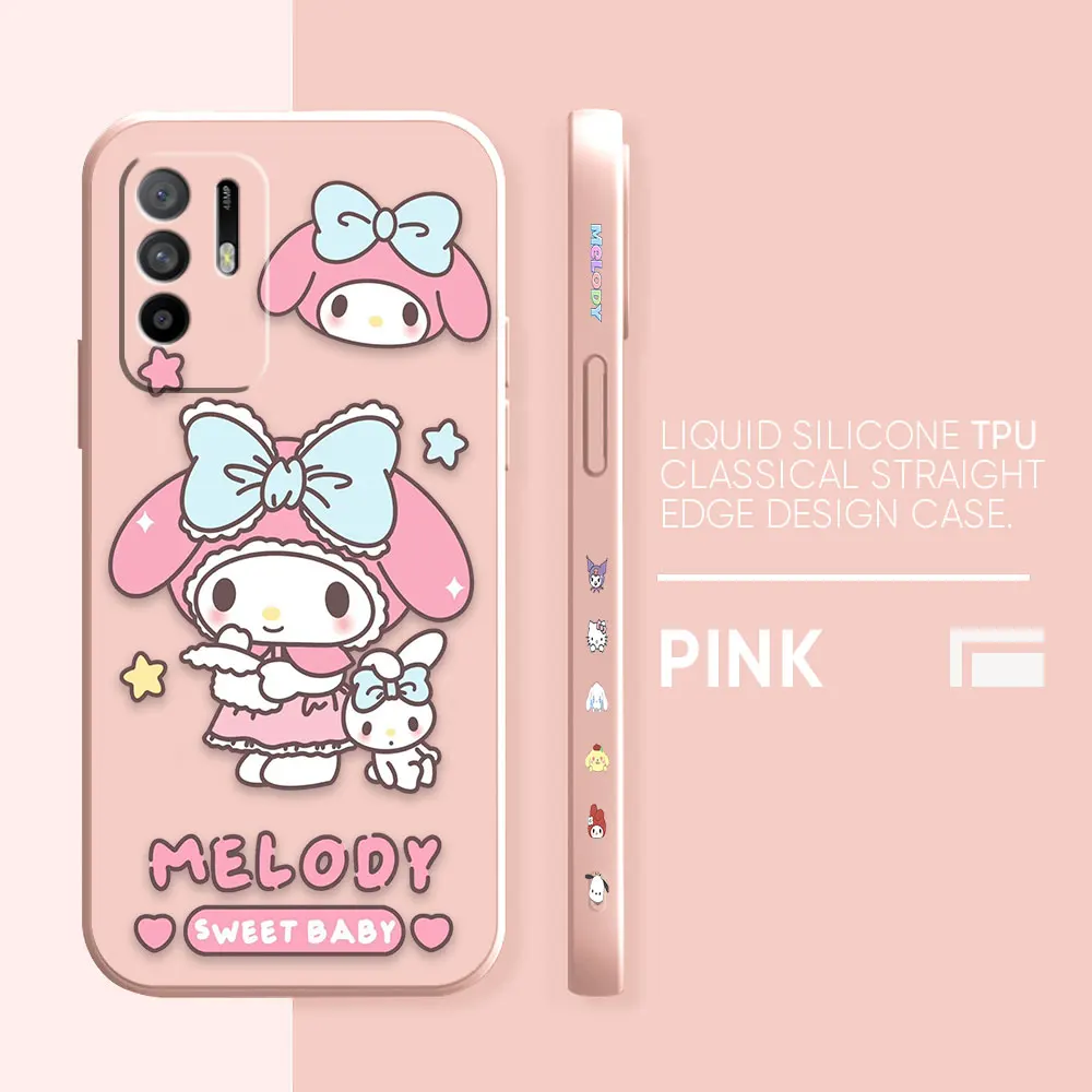 thumbnail image 1 of Case For OPPO A52 A54 A55 A57 A59 A93 A83 A92S A93S 4G 5G A16 Colour Simple Liquid Silicone Case Cartoon My Melody, 1 of 5