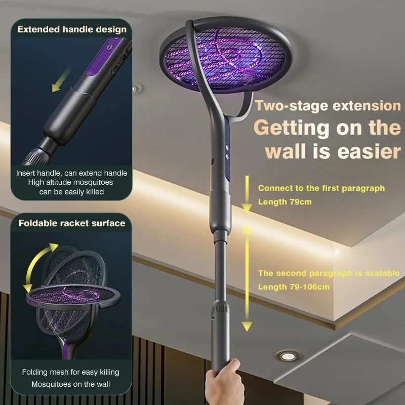 ไม้ยุงไฟฟ้า 2800V โคมไฟฆ่ายุง USB ชาร์จปรับ 5 ชั้นตารางป้องกัน Gnat TRAP Catcher 1