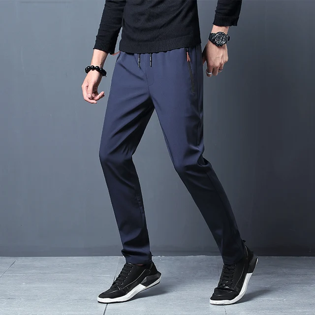 Été hommes glace soie séchage rapide pantalons décontractés coupe ajustée version coréenne glace soie pantalon sport pantalon tube droit séchage rapide p 3