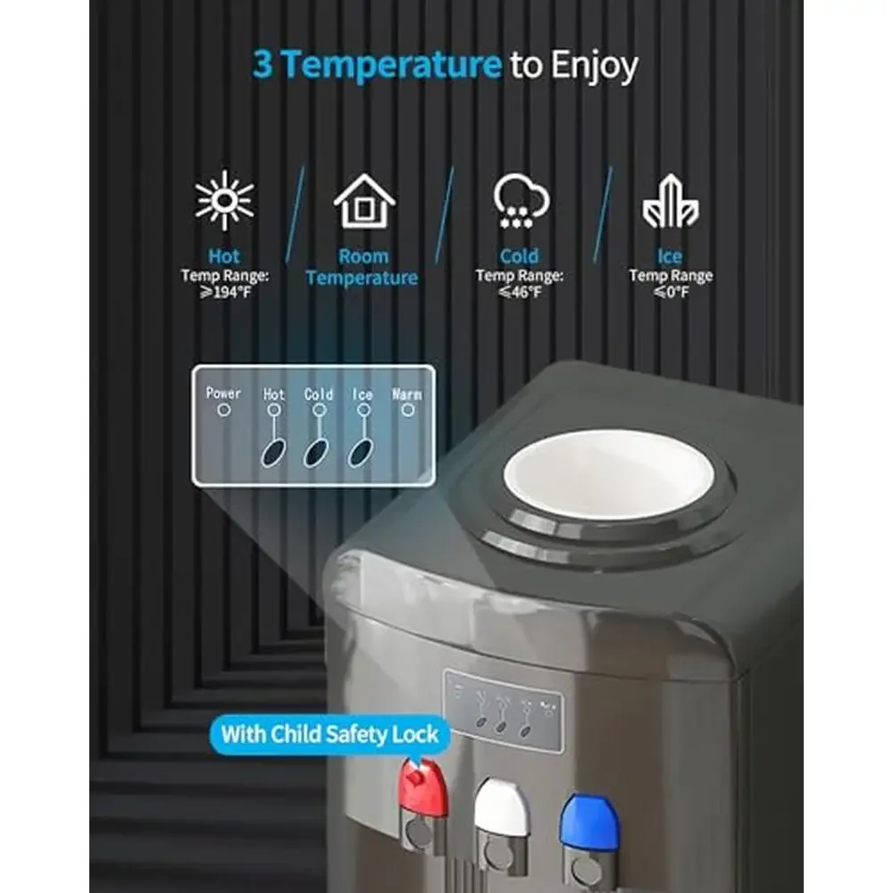 3-in-1 Water Dispenser with Ice Maker 3 or 5 Gallon Bottle Cooler 33LBS/24H Top Loading Anti-Leakage Elegant Design Energy 2