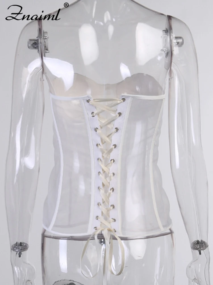 Shiny White Over Bust Corset - Laced Corset – Miss Leather Online