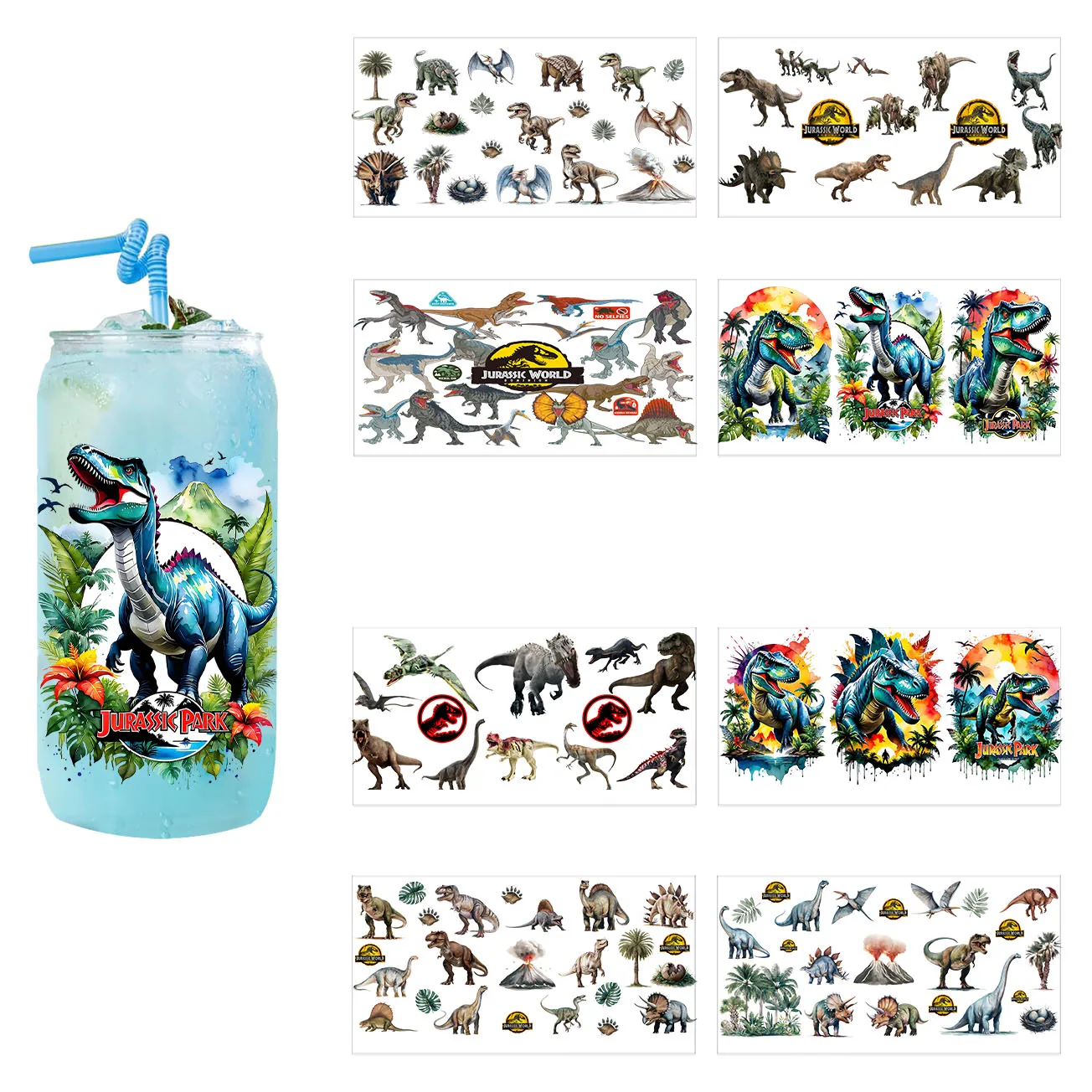 Dinosaur World Series 3d Stickers Cup Wraps 3d Wall Stickers Uv Dtf Wrap Transfer easy peel waterproof DIY Decals Retro Beauty 3D transfers uvdtf crystal sticker 16oz uv dtf cup wraps