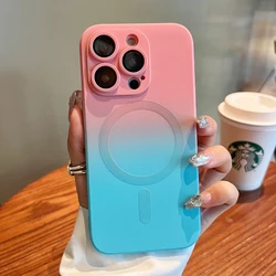 Luxury Gradient Silicone Multicolour Shockproof Case with Wireless Charging Compatibility - iPhone 12 Pro (Pink - blue)