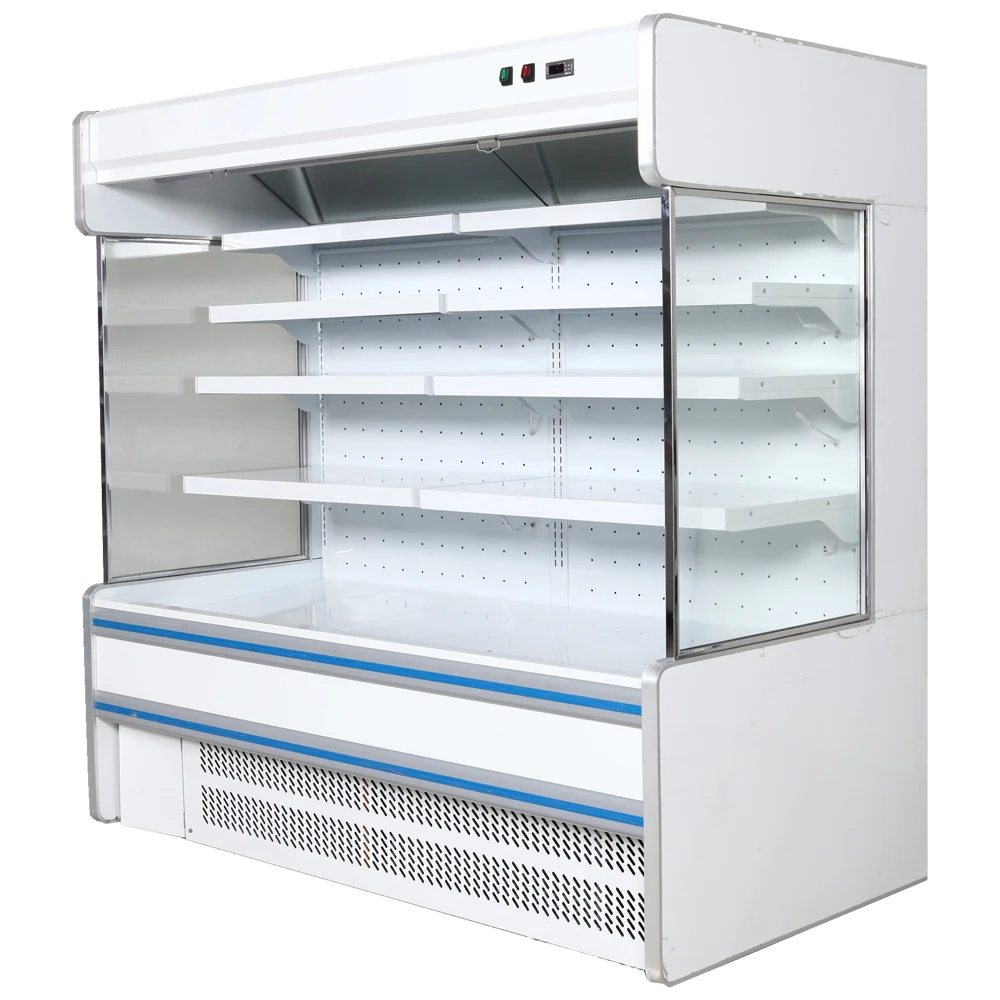 Commercial Fruit And Vegetable Refrigerator Display Showcase Fridge Refrigeration Freezer Air Curtain Cabinet For Supermarket