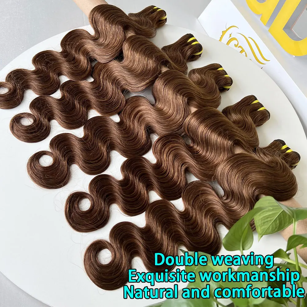 #4 Dark Brown Body Wave Bundles 1/3PCS Human Hair Bundles 16-28 Inches Remy Hair Extensions For Women Brazilian Double Weft