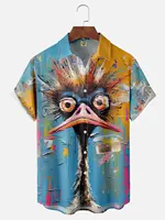 Abstract Cartoon Animal Men's Shirt 3D Print Quick Dry Short-sleeved Tops Summer Casual Men's Clothes Street fashion Shirts 1