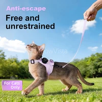 Escape-Proof Cat Harness with AirTag Holder Lightweight Reflective Adjustable Kitten Vest Harness for Outdoor Walking Active Cat 3