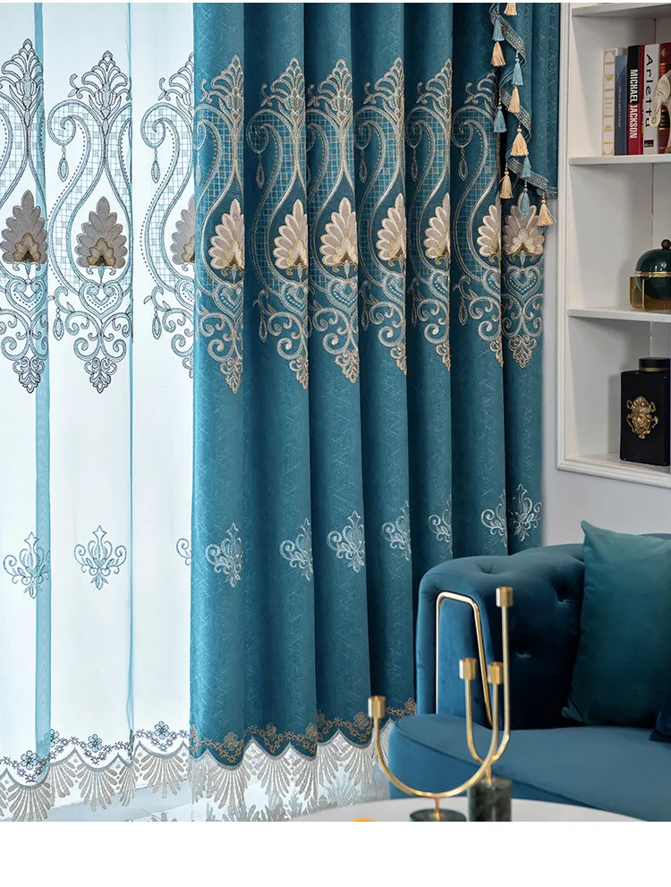 Curtains for Living Room European Palace Classical Gold Velvet Embroidery Light Luxury Atmosphere Bedroom Curtains Customization