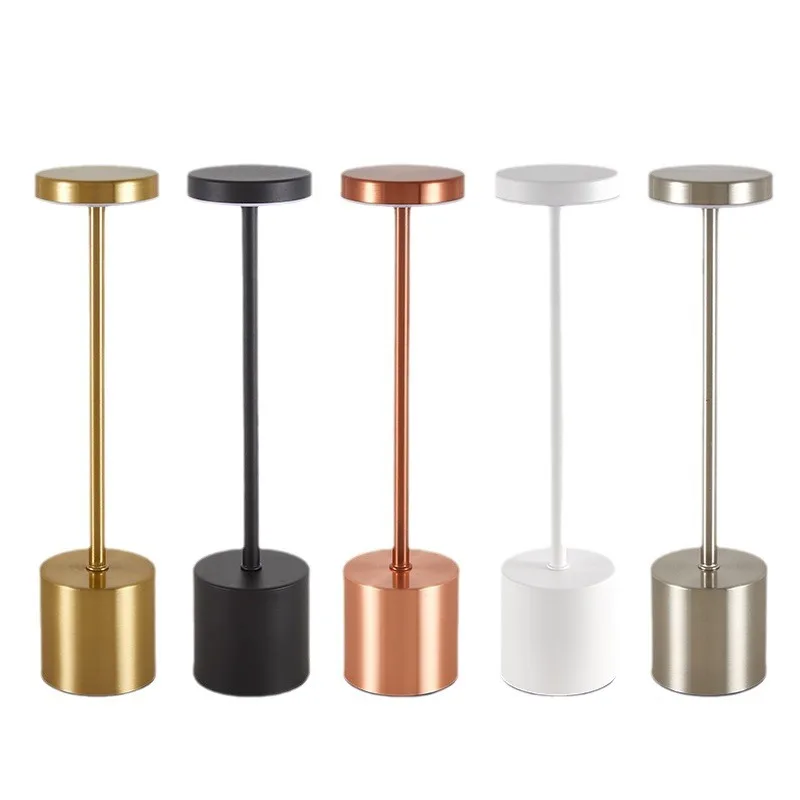 Classic Metal Touch Sensor LED Table Lamp Rechargeable Desk Lamp 3 Colors Creative Ambient Light Bar Room Decor Night Light Gold 4