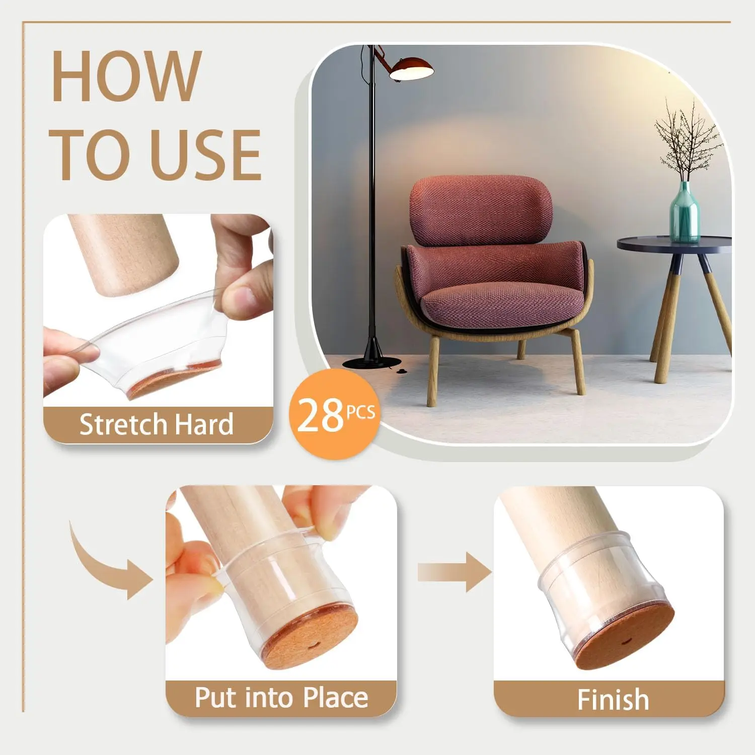 Hard Surface Chair Leg Sliders 28 Pcs Silicone Chair Leg Floor