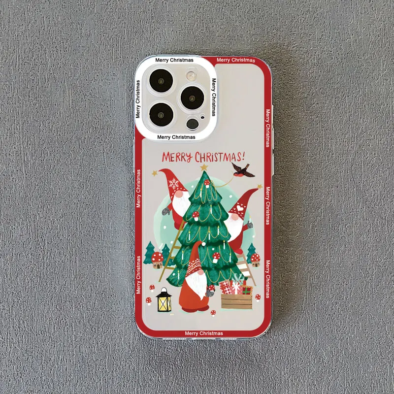 Festive Santa Claus Clear Phone Case - Cute Holiday Design, Durable Transparent Back Cover